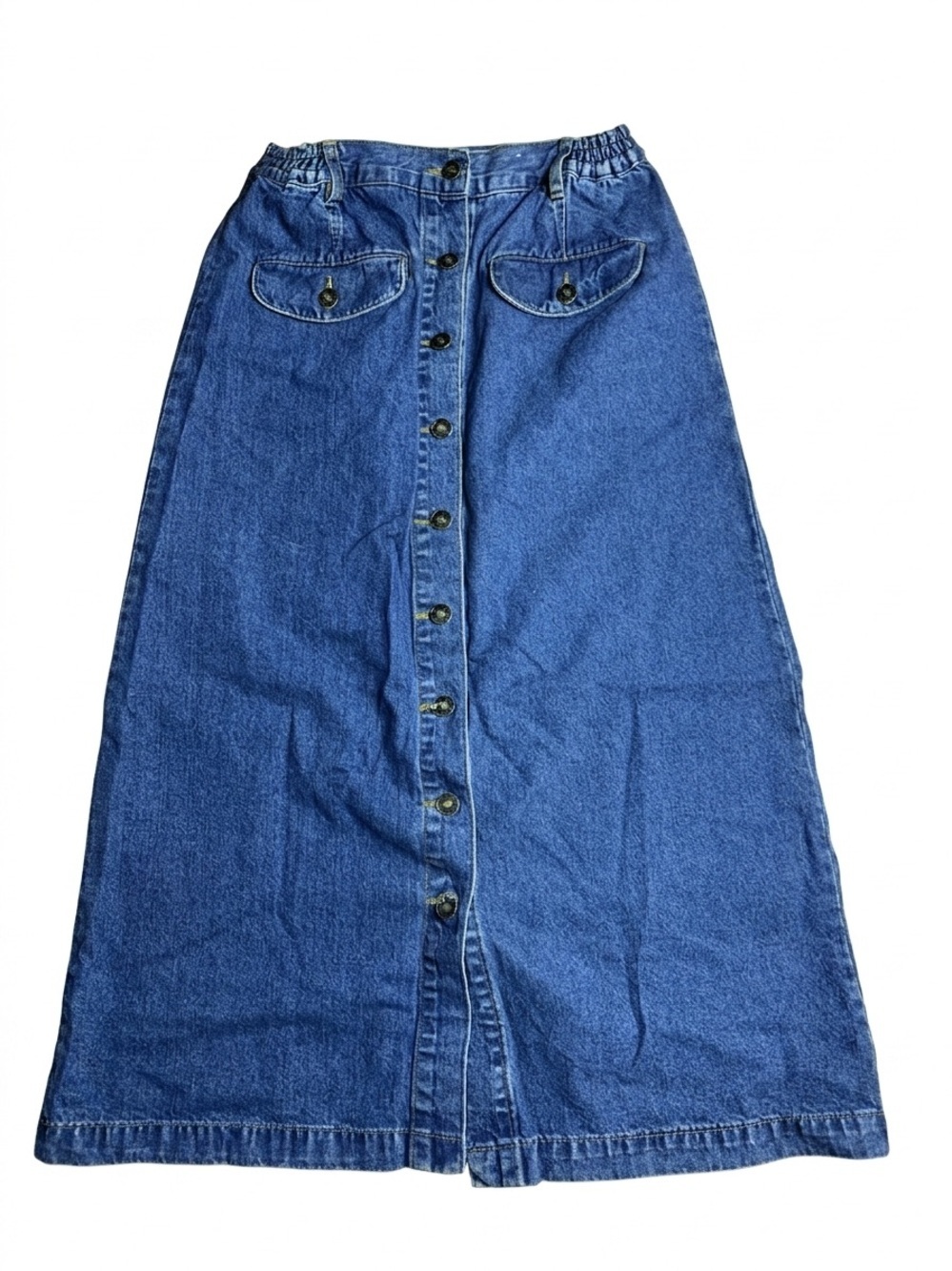 Vintage Option Elle Button-Front Denim Midi Skirt - Size S/P